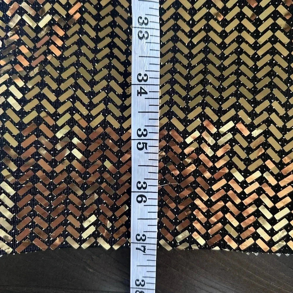 Naeem Khan Flutter Cap Sleeve Open Back Gold Sequ… - image 11